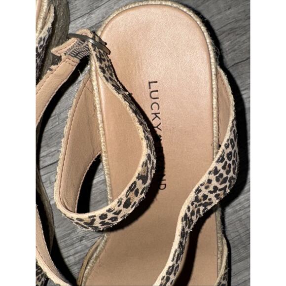 Y2K Lucky Brand Platform Wedge Sandals Leather / Suede Upper Cheetah 9.5m - Picture 4 of 8